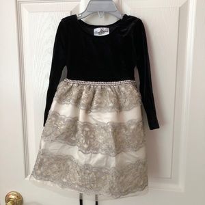Rare Editions Toddler Velvet/Lace Dress